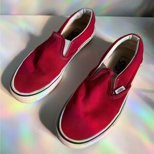 Red slip on Vans